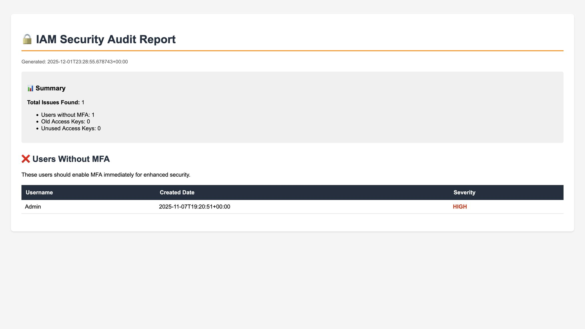 IAM Security Audit Tool Preview